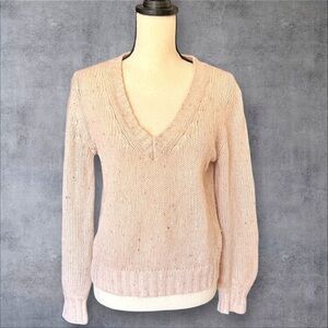 Naked Cashmere Sz Small Josephine Speckled Sweater V-Neck Open Knit Soft